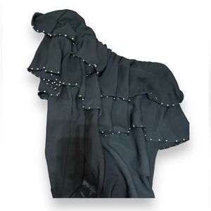 Lucky Brand Off the Shoulder Black Layered and Beaded Top
Size: M